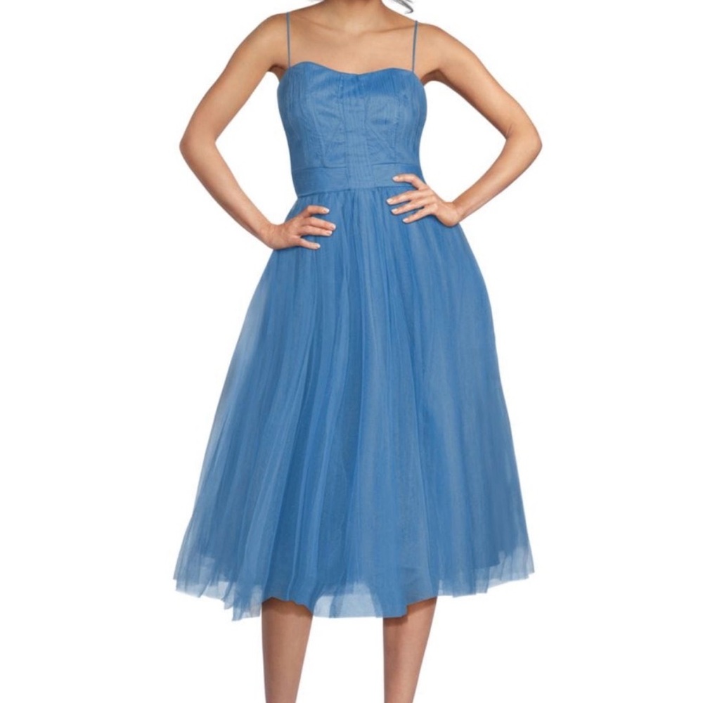Zac Posen tulle fit and flare light pastel Blue Midi Dress Sz 2 sweetheart